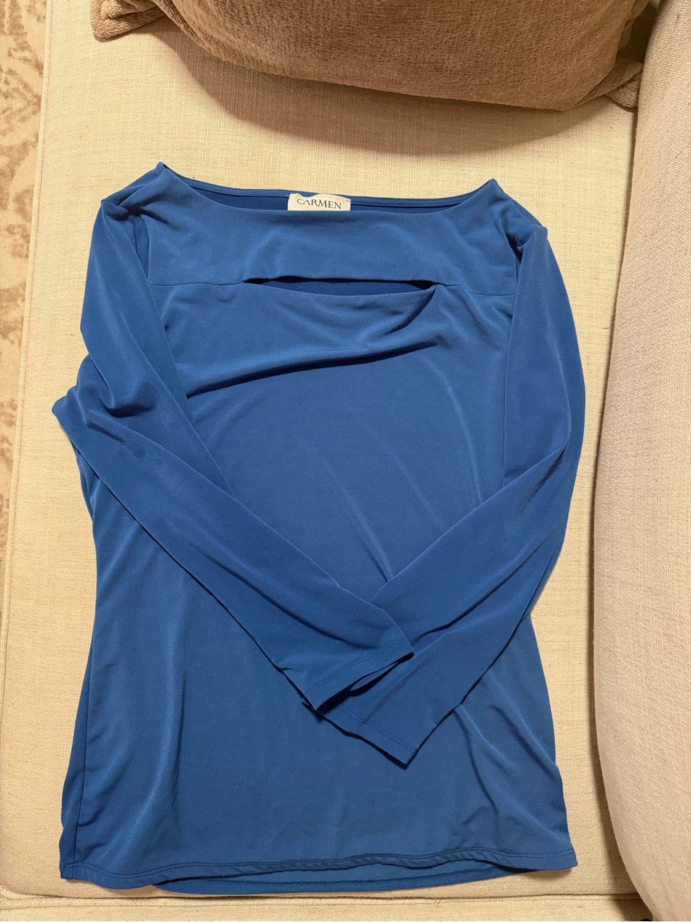 Carmen Women's Long-Sleeve Blue Cutout Top